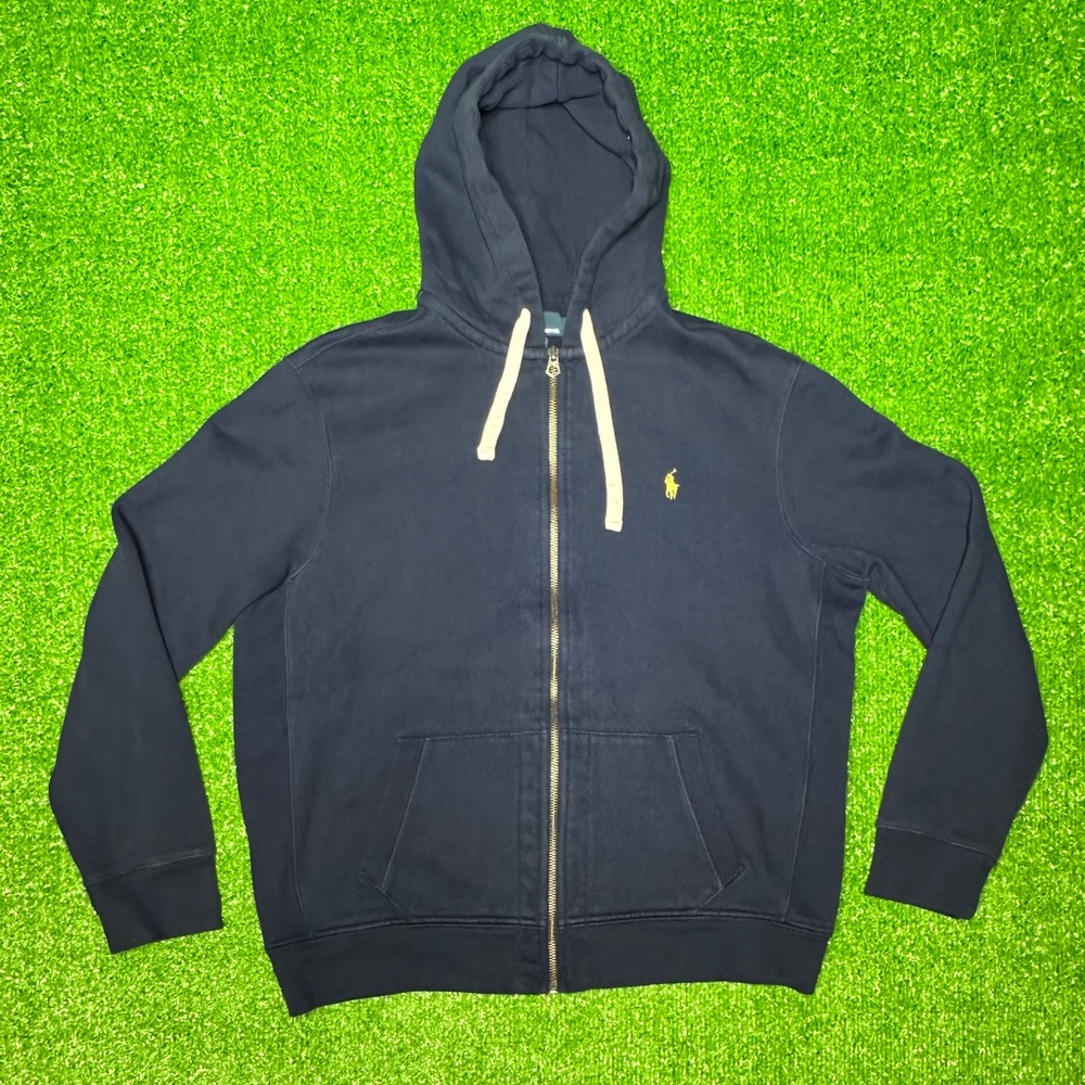 Polo Ralph Lauren XXL Zip Blue Hoodie Hooded Jacket Sweater Streetwear Heavy